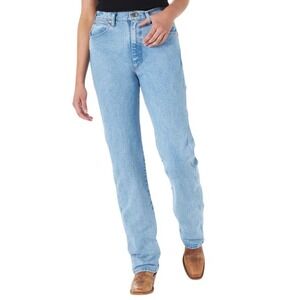 Wrangler Womens Jeans Size 9 x 34 Light Wash Denim Straight Leg Cotton‎ Blend
